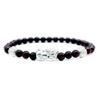 Natural Garnet Bracelet, with 925 Sterling Silver, Fabulous Wild Beast, platinum plated, Unisex, 6mm Approx 7 Inch 