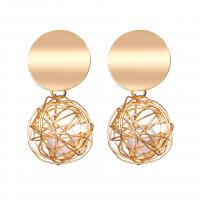 Plastic Pearl Zinc Alloy Earring, with Plastic Pearl, gold color plated, for woman 