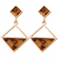 Zinc Alloy Drop Earring, with Velvet, Geometrical Pattern, gold color plated, for woman 