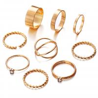 Zinc Set anillo de aleación, aleación de zinc, chapado, tamaño del anillo mixto & para mujer & con diamantes de imitación, más colores para la opción, tamaño:4.5-7.5, 9PCs/Grupo, Vendido por Grupo