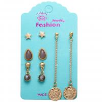 Zinc Alloy Earring Set, with Acrylic, gold color plated, for woman & with cubic zirconia, 8mm, 12mm, 20mm, 72mm 