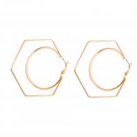 Zinc Alloy Hoop Earring, Geometrical Pattern, gold color plated, punk style & for woman 