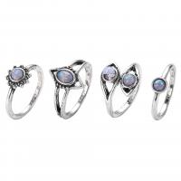 Zinc Alloy Ring Set, with Opal, antique silver color plated, for woman, US Ring .5-8 