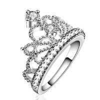 Cubic Zirconia Micro Pave Brass Finger Ring, Crown, silver color plated & micro pave cubic zirconia & for woman 