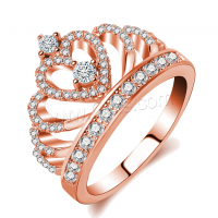 Cubic Zirconia Micro Pave Brass Finger Ring, Crown, rose gold color plated & micro pave cubic zirconia & for woman 