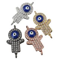 Brass Connector, Evil Eye Hamsa, plated, micro pave cubic zirconia & enamel & 1/1 loop Approx 1mm 