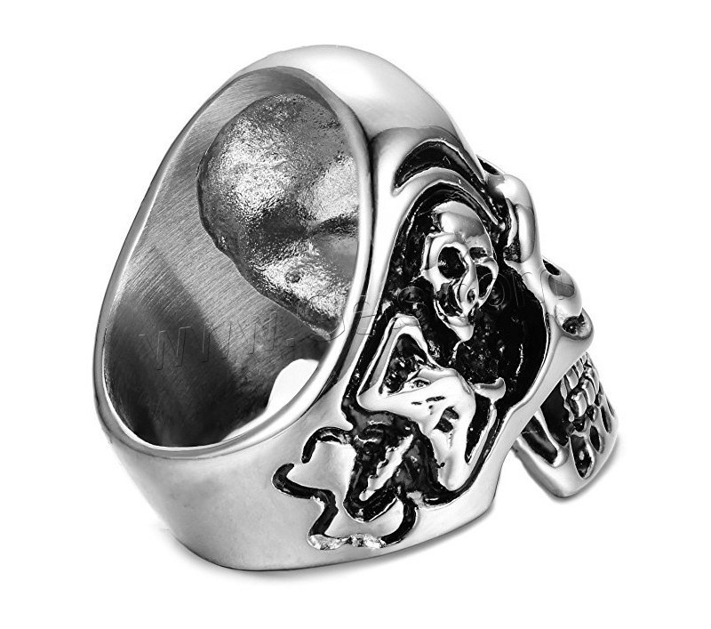 Titanium Steel Finger Ring, Skull, different size for choice & for man & blacken, more colors for choice, Sold By PC