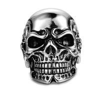 Titanium Steel Finger Ring, Skull & for man & blacken 