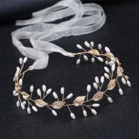 Bridal Hair Band, Zinc Alloy, with Cloth & Plastic Pearl, plated, with rhinestone 400mm 