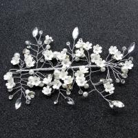Bridal Hair Flowers, Zinc Alloy, with Plastic Pearl & Acrylic, silver color plated, for bridal & with rhinestone 