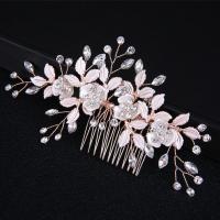 Wedding Jewelry Set, Zinc Alloy, hair comb & hair stick, rose gold color plated, for bridal & with rhinestone  