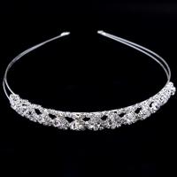 Bridal Hair Band, Zinc Alloy, with Plastic Pearl, silver color plated, for bridal & with rhinestone, 130mm 