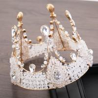 Bridal Tiaras, Zinc Alloy, with Crystal, Crown, gold color plated, for bridal & with rhinestone 