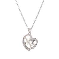 Rhinestone Zinc Alloy Necklace, Heart, plated, oval chain & for woman & with rhinestone 26mm Approx 18.5 Inch 