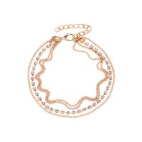 Zinc Alloy Anklet, plated, multilayer & for woman & with rhinestone 13mm Approx 8.2 Inch 