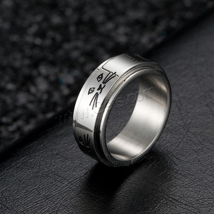 Titanium Steel Finger Ring, can be twisted & Unisex & different size for choice & blacken, Sold By PC