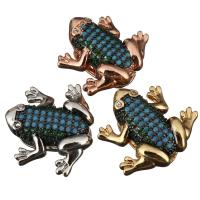 Brass Cabochon Settings, Frog, plated, micro pave cubic zirconia & flat back 