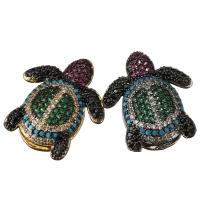 Brass Cabochon Settings, Turtle, plated, micro pave cubic zirconia & flat back 