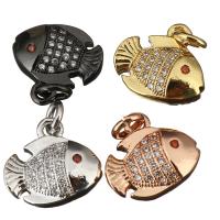 Animal Brass Pendants, Fish, plated, micro pave cubic zirconia Approx 