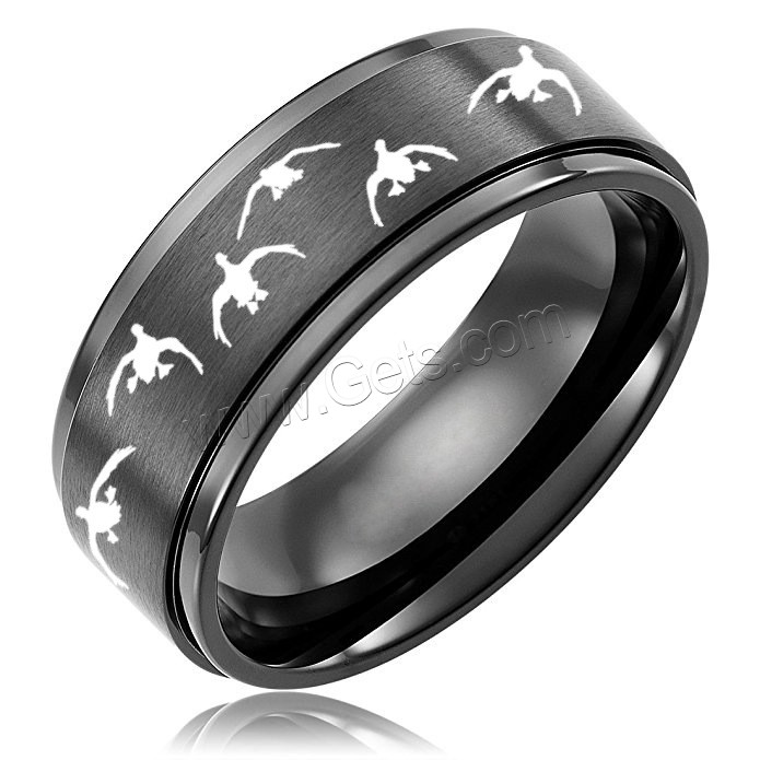 Stainless Steel Finger Ring, gun black plated, different size for choice & for man, black, 8mm, Sold By PC