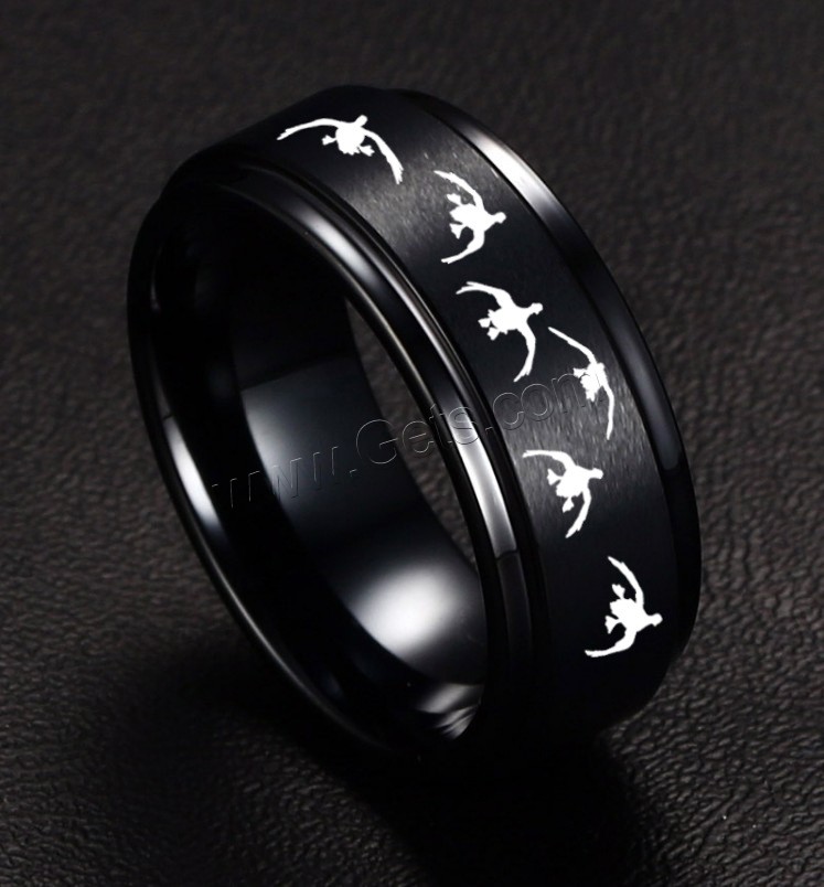 Stainless Steel Finger Ring, gun black plated, different size for choice & for man, black, 8mm, Sold By PC