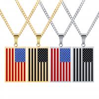 316 Stainless Steel Necklace, Rectangle, plated, oval chain & for man & enamel Approx 23.6 Inch 