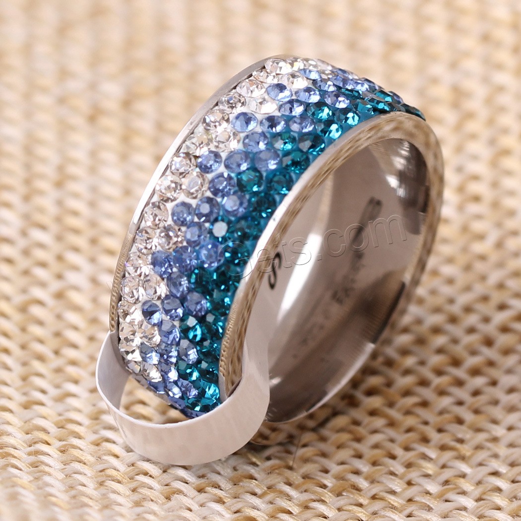 Anilo de dedo de acero inoxidable, con Arcilla analiar de diamantes de imitación AB, diverso tamaño para la opción & para mujer, color original, 8mm, Vendido por UD