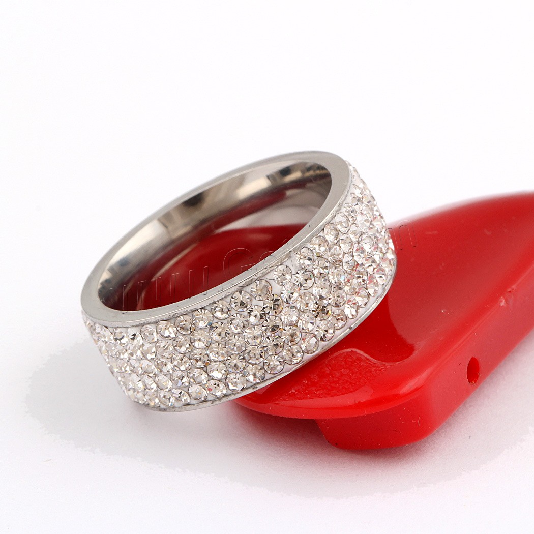 Нержавеющая сталь Rhinestone палец кольцо, нержавеющая сталь, с клей, Другое покрытие, разный размер для выбора & Женский, 15mm, продается PC
