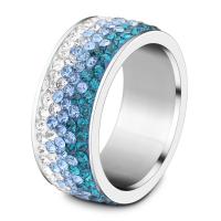 Rhinestone Stainless Steel Finger Ring, with Rhinestone Clay Pave & for woman, original color, 8mm 