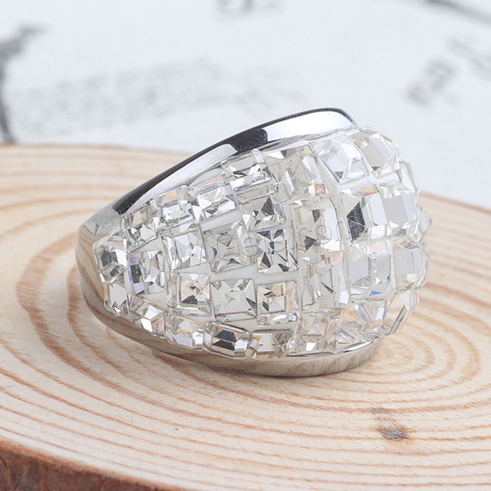 Rhinestone Stainless Steel Finger Ring, different size for choice & for woman & with rhinestone, original color, 20mm, Sold By PC