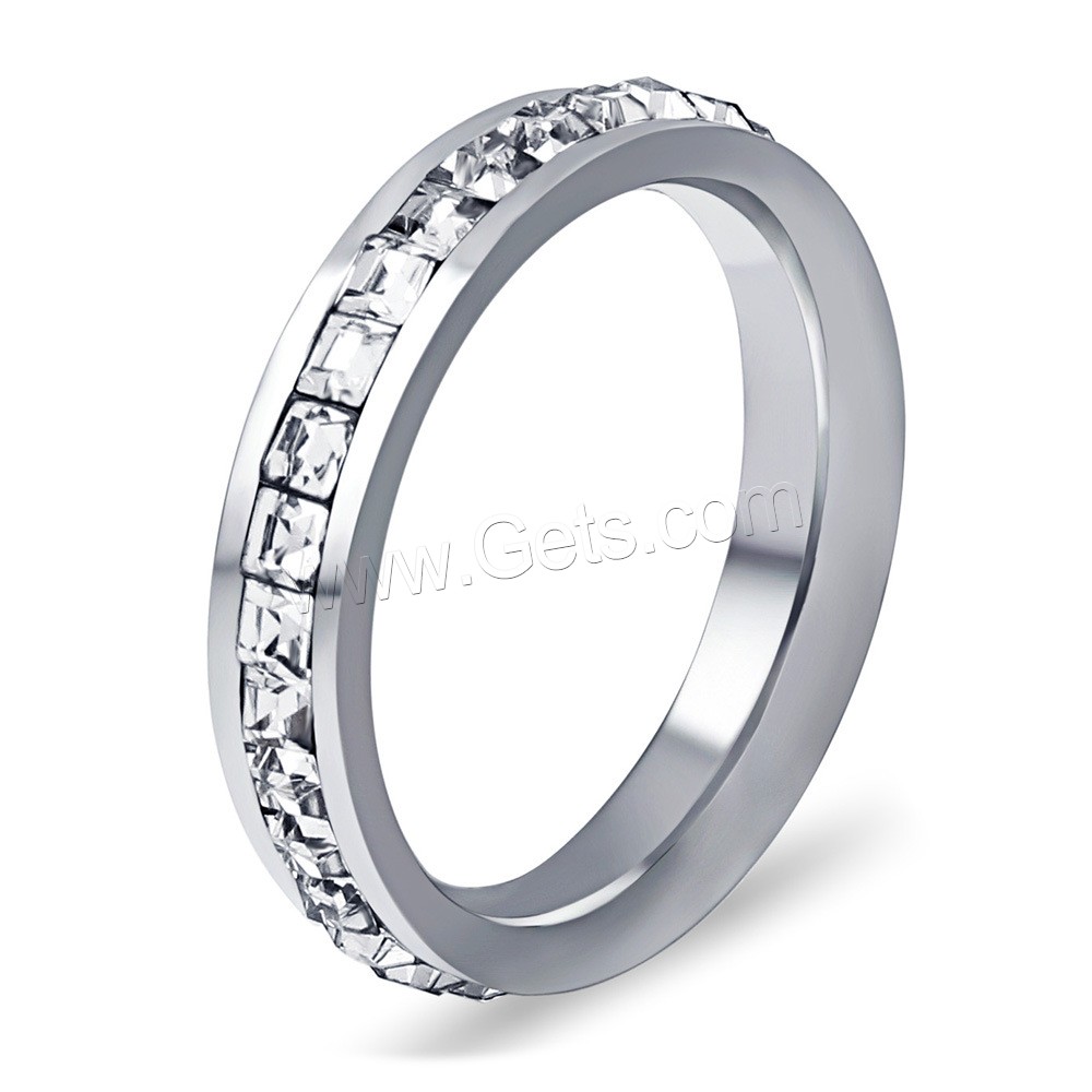 Нержавеющая сталь Rhinestone палец кольцо, нержавеющая сталь, разный размер для выбора & Женский & со стразами, Много цветов для выбора, продается PC