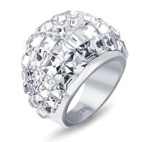Rhinestone Stainless Steel Finger Ring & for woman & with rhinestone, original color, 20mm 