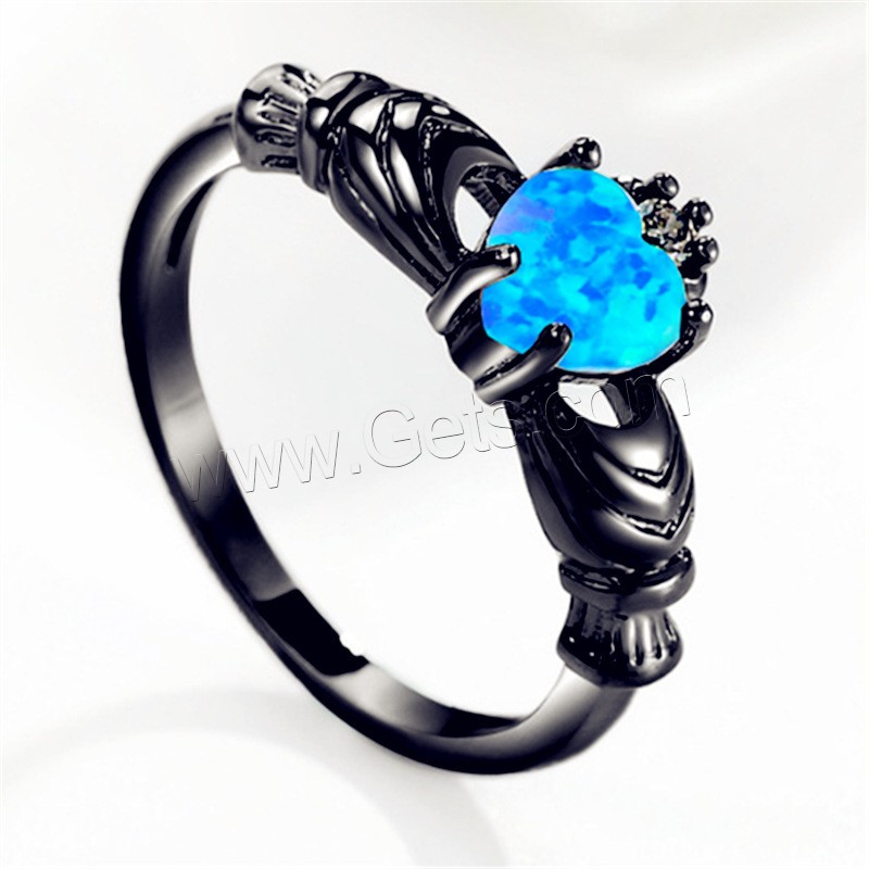 Sterling Silver Finger Ring, 925 Sterling Silver, with Opal, for woman & with rhinestone & blacken, more colors for choice, Sold By PC