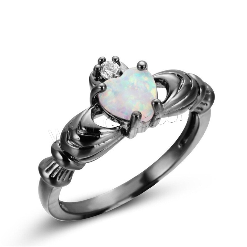 Sterling Silver Finger Ring, 925 Sterling Silver, with Opal, for woman & with rhinestone & blacken, more colors for choice, Sold By PC