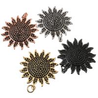 Brass Flower Pendants, plated, micro pave cubic zirconia Approx 