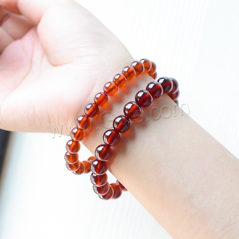 Natural Garnet Bracelet, Round, different size for choice & for woman, orange, Length:7.5 Inch, Sold By Strand