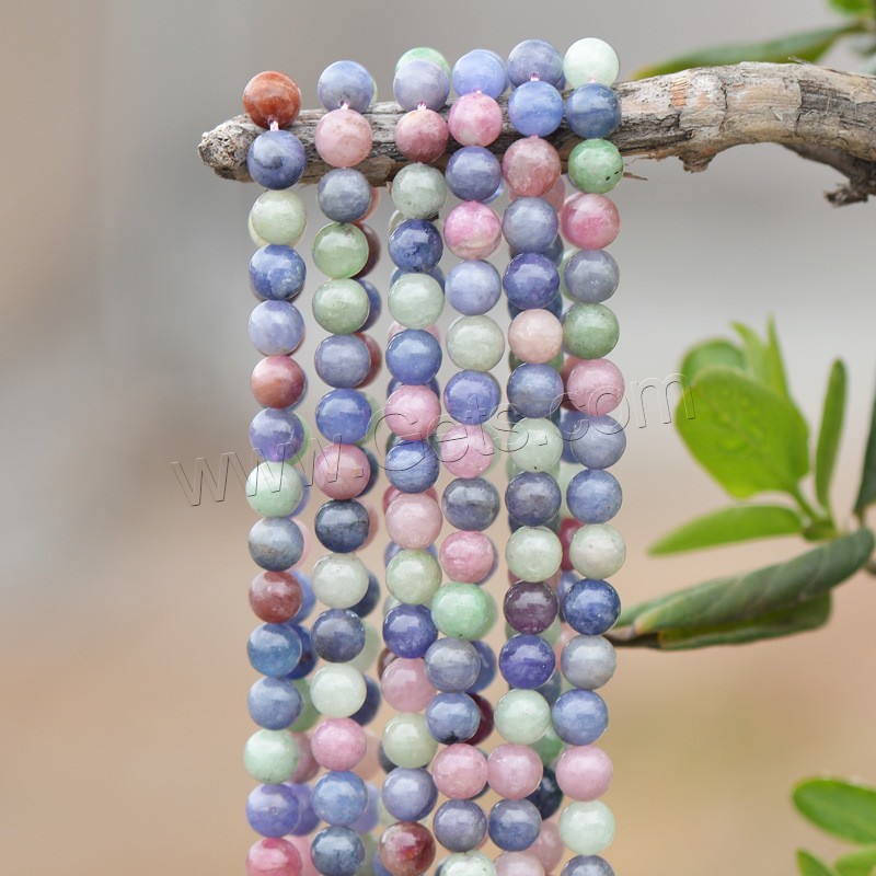 Natürlicher Zoisit Perle, rund, verschiedene Größen vorhanden, farbenfroh, Bohrung:ca. 0.5-0.8mm, Länge:ca. 15.5 ZollInch, verkauft von Strang