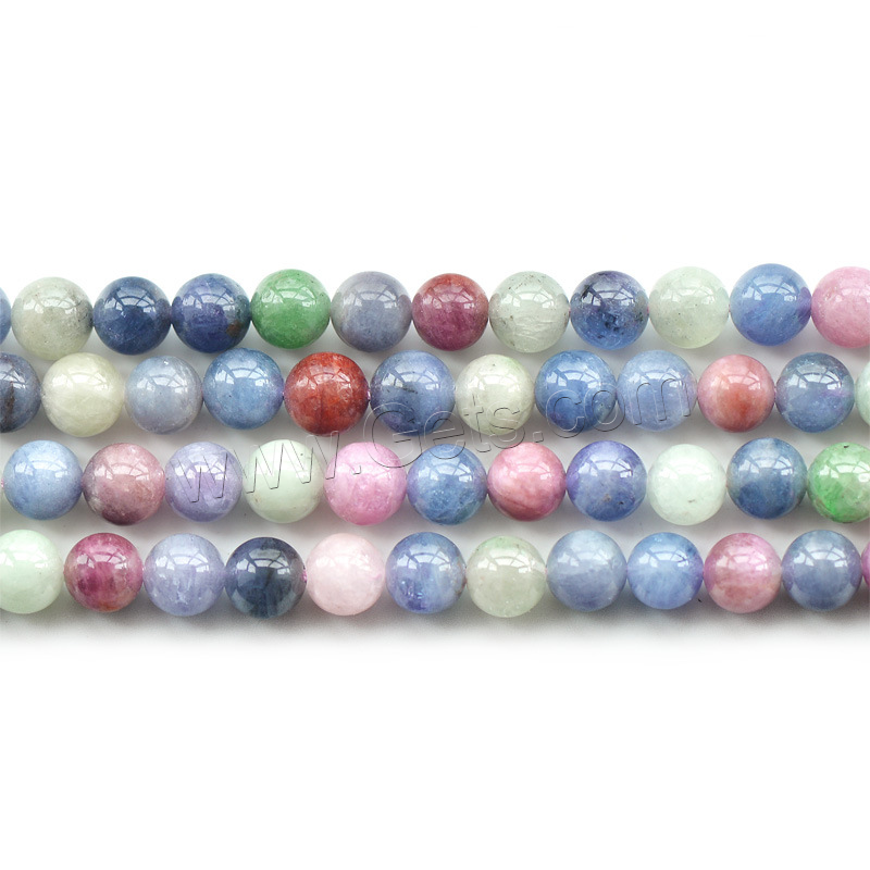 Natürlicher Zoisit Perle, rund, verschiedene Größen vorhanden, farbenfroh, Bohrung:ca. 0.5-0.8mm, Länge:ca. 15.5 ZollInch, verkauft von Strang