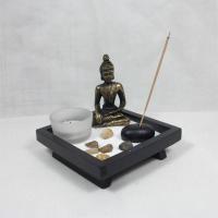 Holz Kerzenhalter, mit Sand & Glas & Harz, buddhistischer Schmuck, 125x125x38mm, verkauft von PC