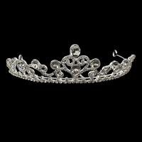Bridal Tiaras, Brass, silver color plated, for bridal & for woman & with rhinestone 