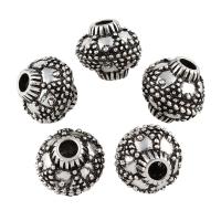 Perles de gros trou en alliage de zinc, tambour, Plaqué de couleur d'argent Environ 3mm, Vendu par PC