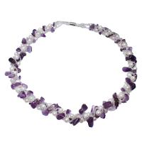 Natural Freshwater Pearl Necklace, with Glass Seed Beads & Amethyst, brass magnetic clasp, Potato, February Birthstone & for woman, purple - Approx 16.5 Inch 