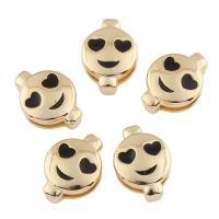 Enamel Zinc Alloy Beads, Smiling Face, gold color plated Approx 