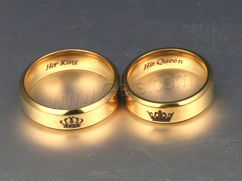 カップルの指輪, ステンレス, ゴールドメッキ, 異なるサイズの選択 & 異なるスタイルを選択 & カップル用, 6mm, 売り手 パソコン