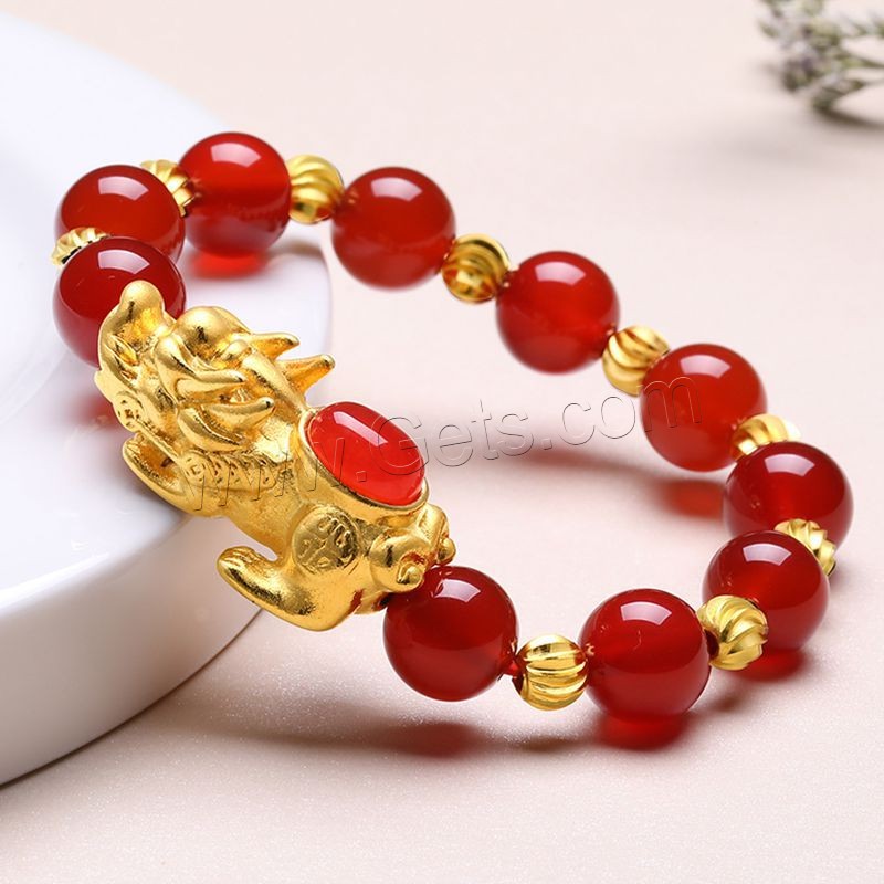 Agate Bracelets, with Brass, Fabulous Wild Beast, gold color plated, Unisex & different size for choice, more colors for choice, Length:Approx 7.5 Inch, Sold By Strand