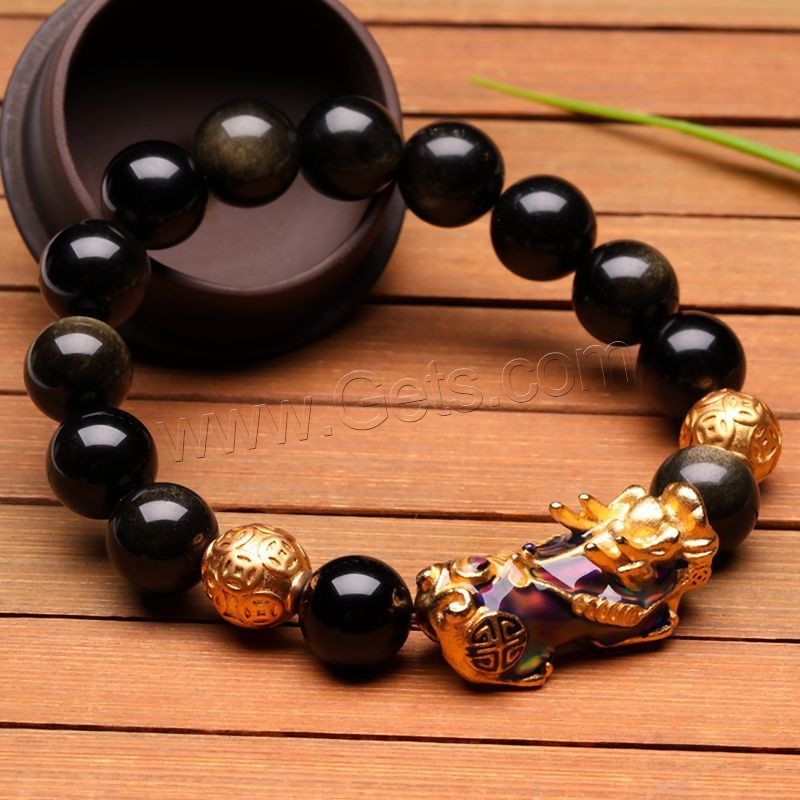 Mixed Material Bracelets, Fabulous Wild Beast, gold color plated, Unisex & different size for choice & change their color according to the temperature, more colors for choice, Length:Approx 7.5 Inch, Sold By Strand
