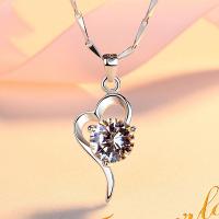 Sterling Silver Heart Pendants, 925 Sterling Silver, platinum plated, with cubic zirconia Approx 3-5mm 