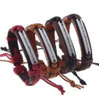 Faux Leather Bracelet, with Zinc Alloy, antique silver color plated, Unisex & adjustable & with letter pattern lead & cadmium free Approx 6.7 Inch 