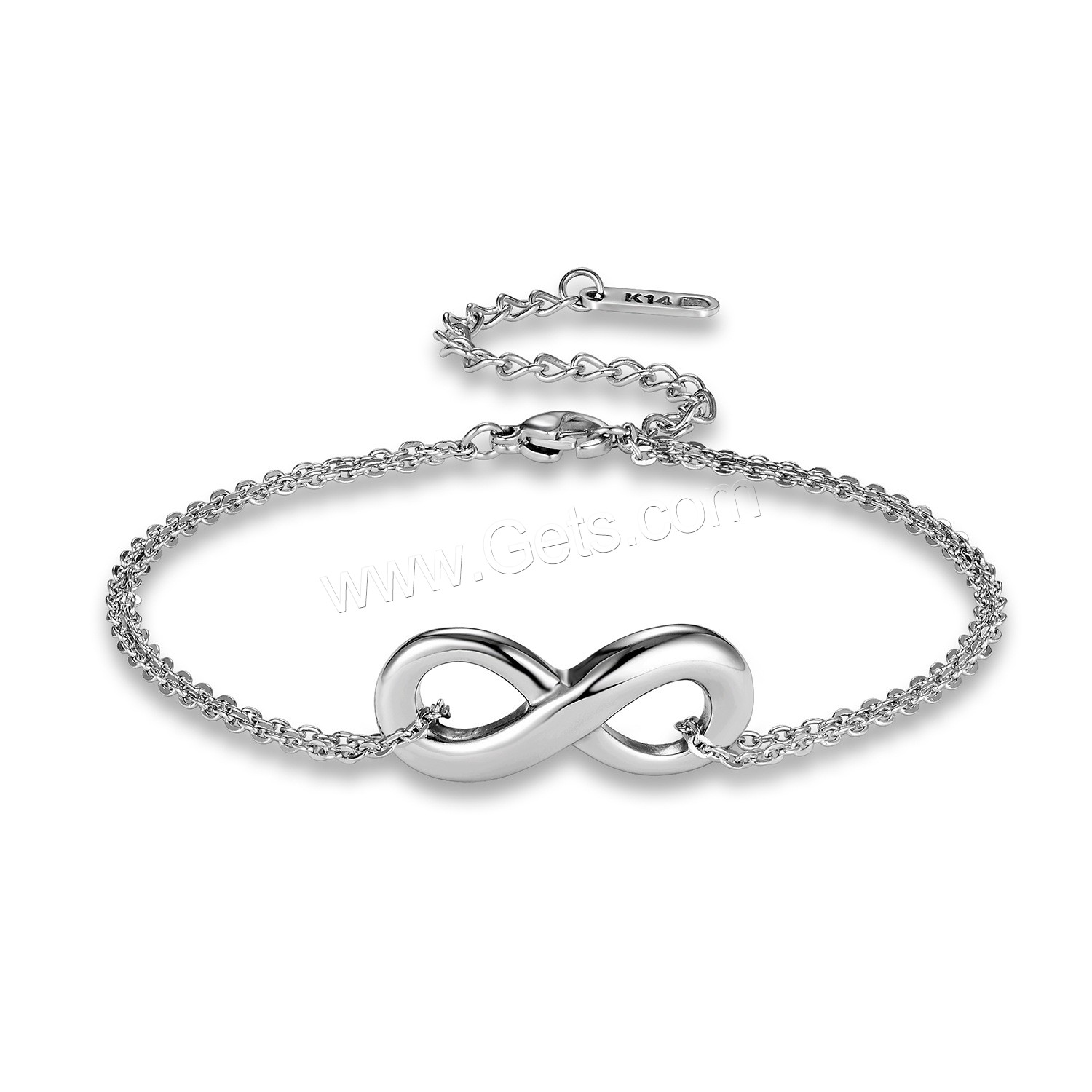 Stainless Steel Bracelet, Infinity, different length for choice & oval chain & for couple, original color, Sold By Strand