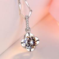 Sterling Silver Flower Pendants, 925 Sterling Silver, platinum plated, micro pave rhinestone & with cubic zirconia Approx 3-5mm 
